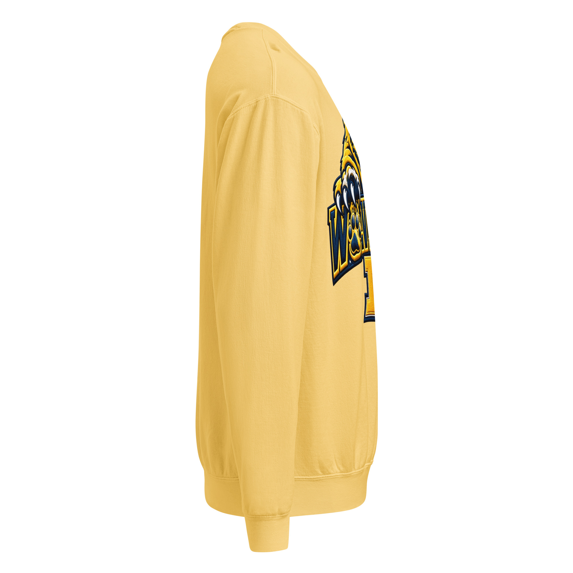 unisex garment dyed lightweight fleece crewneck sweatshirt i comfort colors 1466 butter right 6ad39723438b4.jpg Michigan Wolverines sweatshirt – vintage garment-dyed fleece crewneck, Butter right side view.