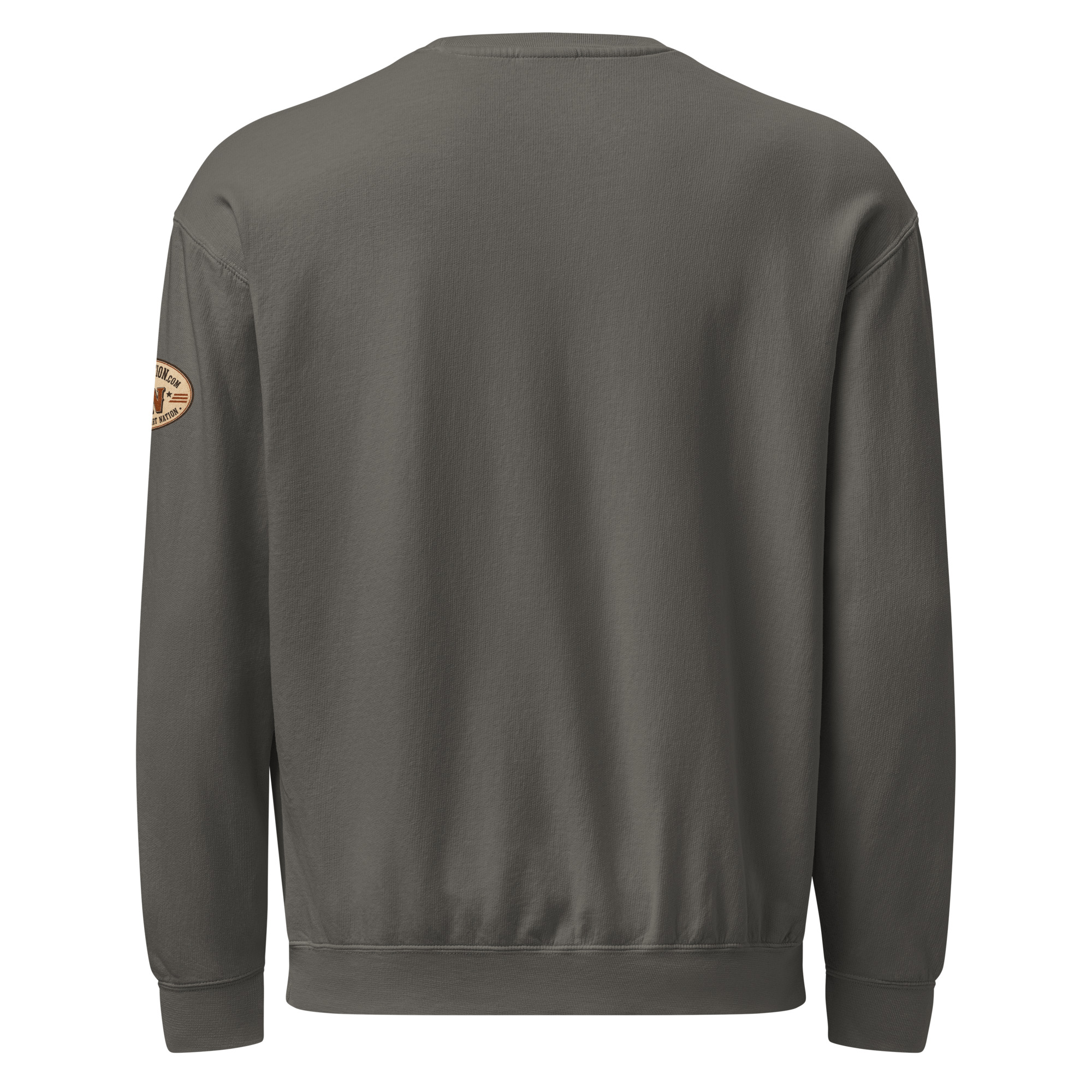 unisex garment dyed lightweight fleece crewneck sweatshirt i comfort colors 1466 pepper back 6ad3972342e0e.jpg Michigan Wolverines sweatshirt – vintage garment-dyed fleece crewneck, Pepper back view.