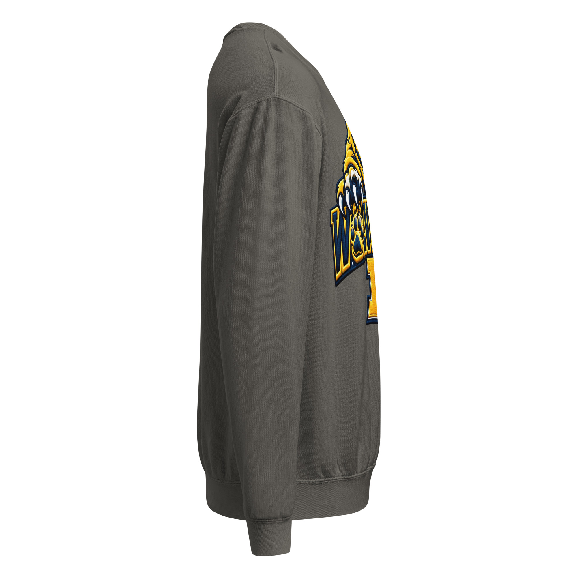 unisex garment dyed lightweight fleece crewneck sweatshirt i comfort colors 1466 pepper right 6ad39723438e1.jpg Michigan Wolverines sweatshirt – vintage garment-dyed fleece crewneck, Pepper right side view.