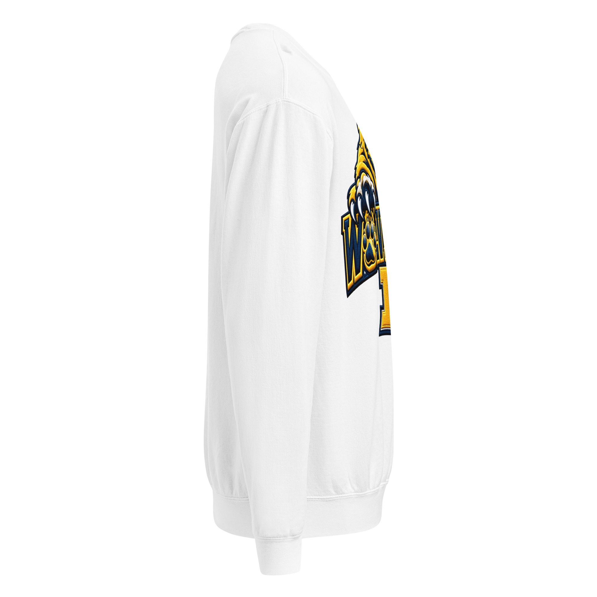 unisex garment dyed lightweight fleece crewneck sweatshirt i comfort colors 1466 white right 6ad397234390c.jpg Michigan Wolverines sweatshirt – vintage garment-dyed fleece crewneck, White right side view.